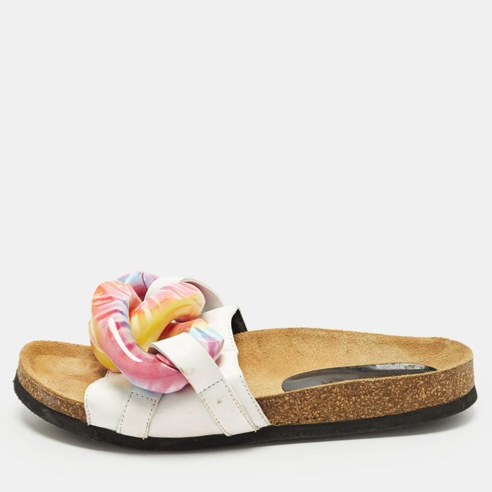 J.w.anderson Size 36 White Leather Chain Flat Sandals